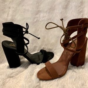 Block Heel Lace up Sandals • 2 Colors